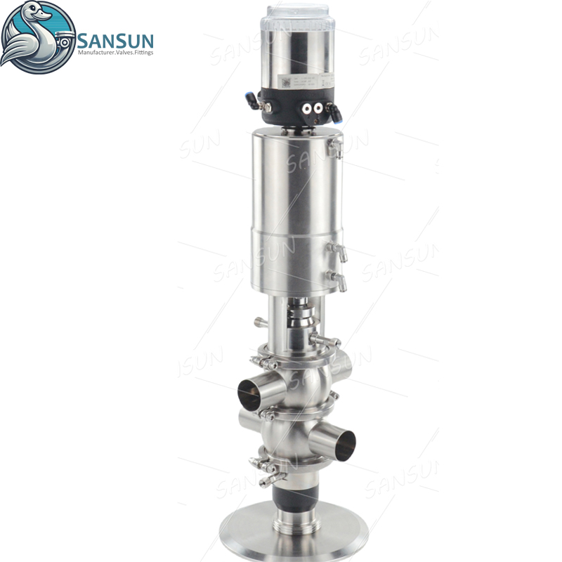  Válvula de asiento doble a prueba de mezclas, válvula de prueba de mezcla soldada de acero inoxidable sanitario