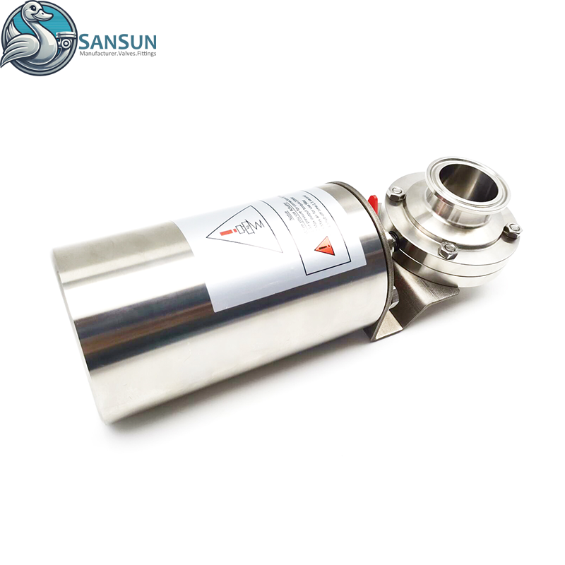 Válvula de mariposa neumática de triple abrazadera de acero inoxidable 316L para sistema de refrigeración líquida de centro de datos