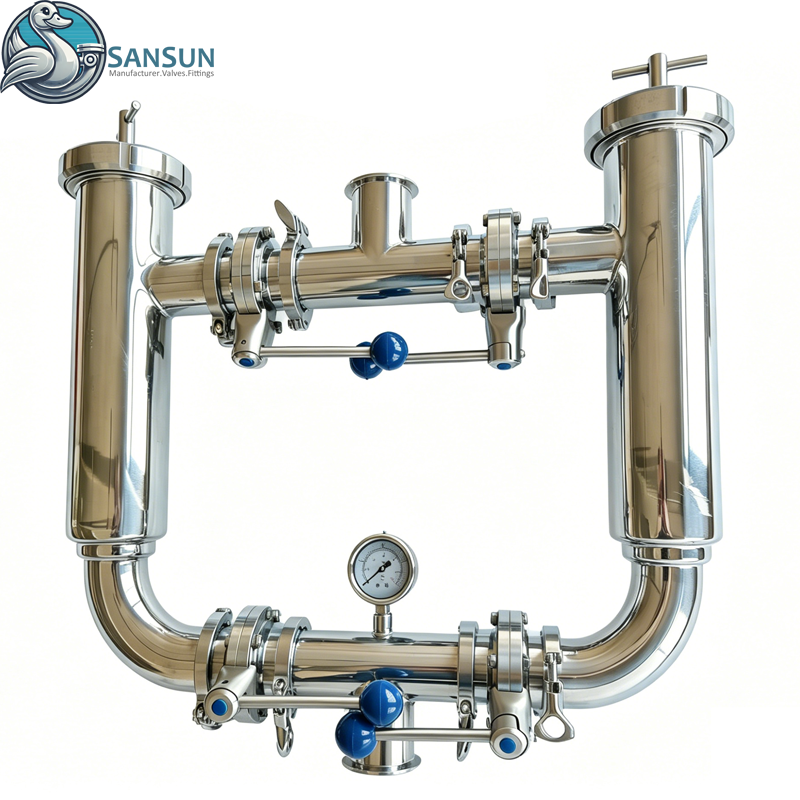 Tamiz de filtro dúplex sanitario de acero inoxidable de calidad alimentaria 316L