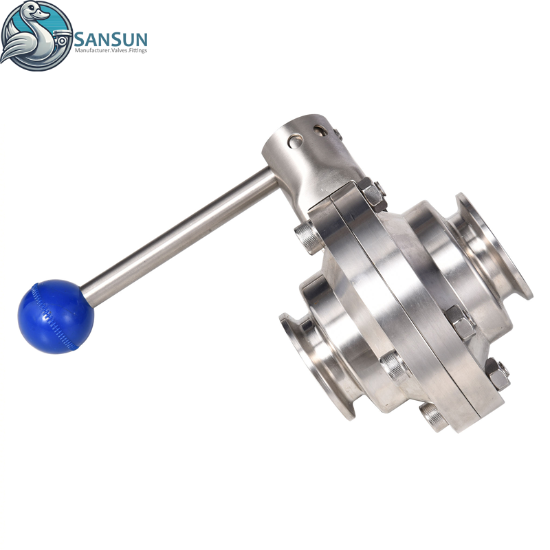 Válvula de mariposa sanitaria manual Tri-Clamp para refrigeración líquida de centros de datos