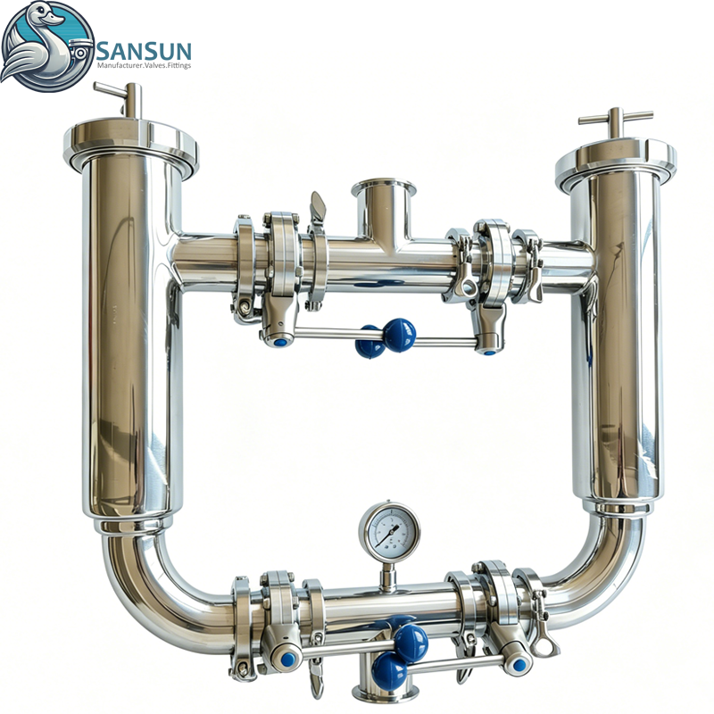 Tamiz de filtro dúplex sanitario de acero inoxidable de calidad alimentaria 316L