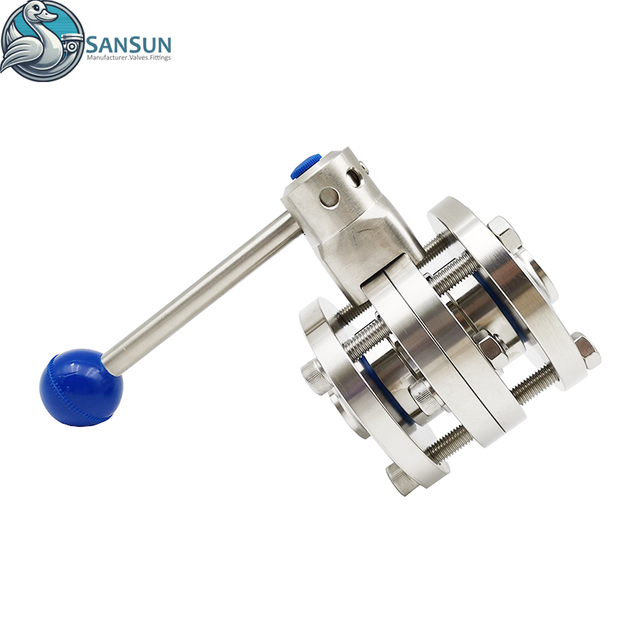 Válvula de mariposa de tres piezas soldada de acero inoxidable sanitario de refrigeración líquida para centro de datos