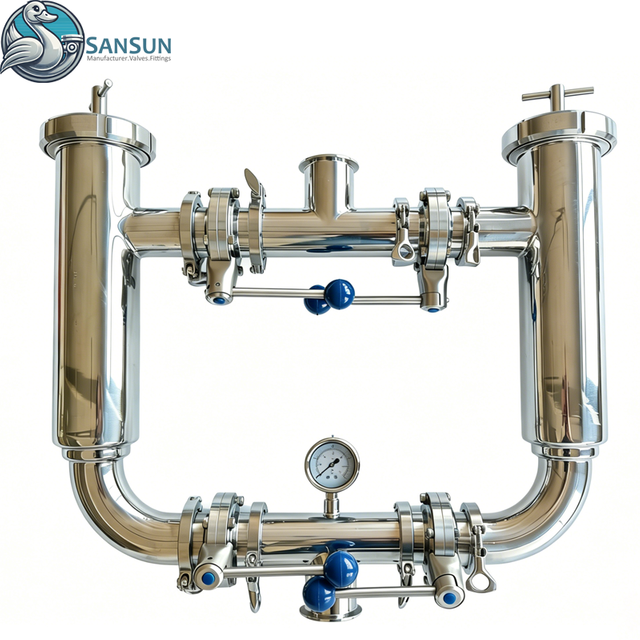 Tamiz de filtro dúplex sanitario de acero inoxidable de calidad alimentaria 316L