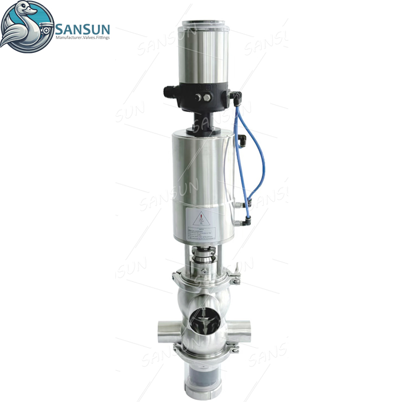  Válvula de asiento doble a prueba de mezclas, válvula de prueba de mezcla soldada de acero inoxidable sanitario