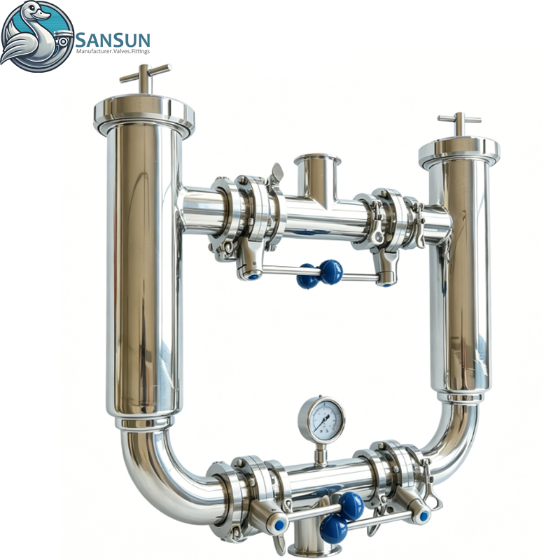 Tamiz de filtro dúplex sanitario de acero inoxidable de calidad alimentaria 316L