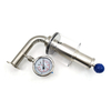 Válvula de alivio de presión de dispositivo de taponamiento ajustable de acero inoxidable sanitario con manómetro