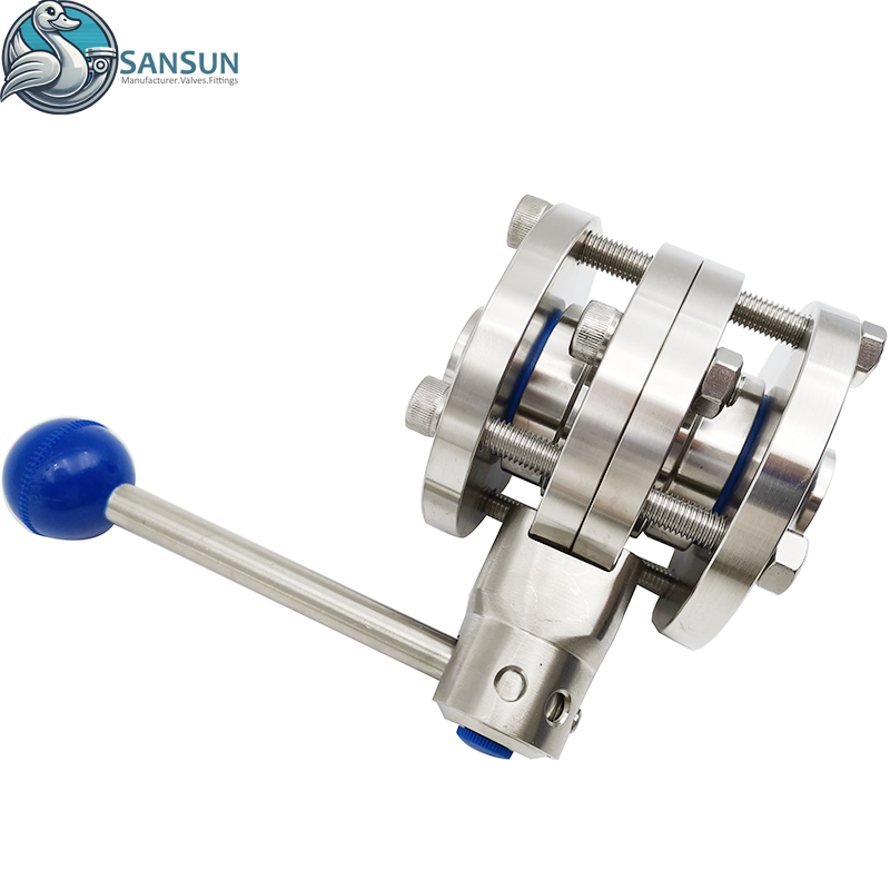 Válvula de mariposa de tres piezas soldada de acero inoxidable sanitario de refrigeración líquida para centro de datos