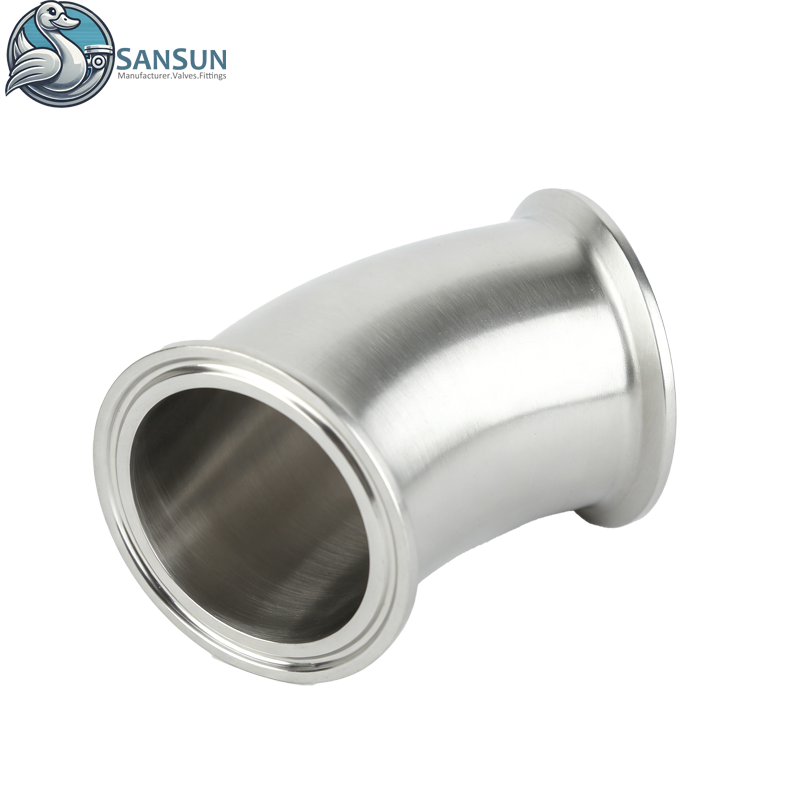 Sistema de refrigeración líquida para centro de datos Codo de 45° con triple abrazadera de acero inoxidable 316L