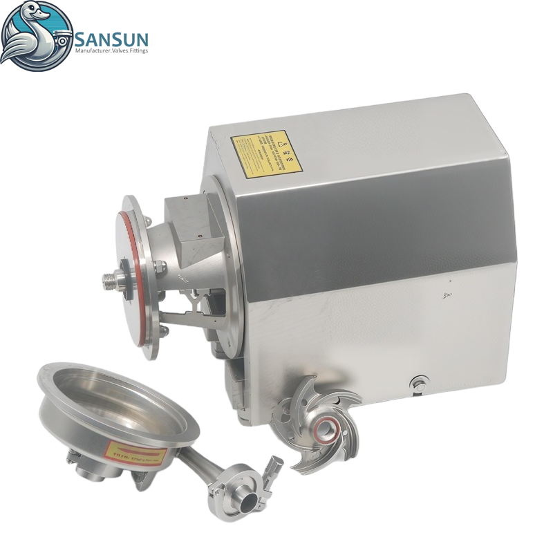 Cabezal de bomba centrífuga sanitaria de acero inoxidable AISI304 AISI316L para centro de datos AI refrigeración líquida transferencia de alimentos y bebidas SANSUN