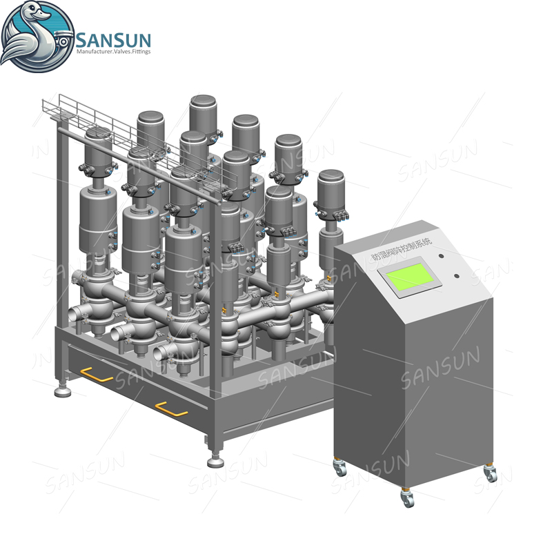  Válvula de asiento doble a prueba de mezclas, válvula de prueba de mezcla soldada de acero inoxidable sanitario