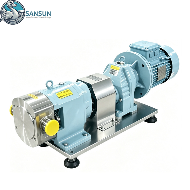 Bomba lobular rotativa de desplazamiento de abrazadera/soldadura de acero inoxidable sanitario con motor reductor de engranajes