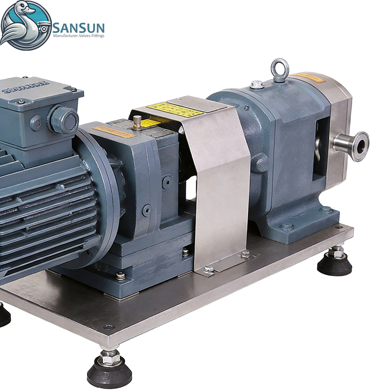 Bomba lobular rotativa de desplazamiento de abrazadera/soldadura de acero inoxidable sanitario con motor reductor de engranajes