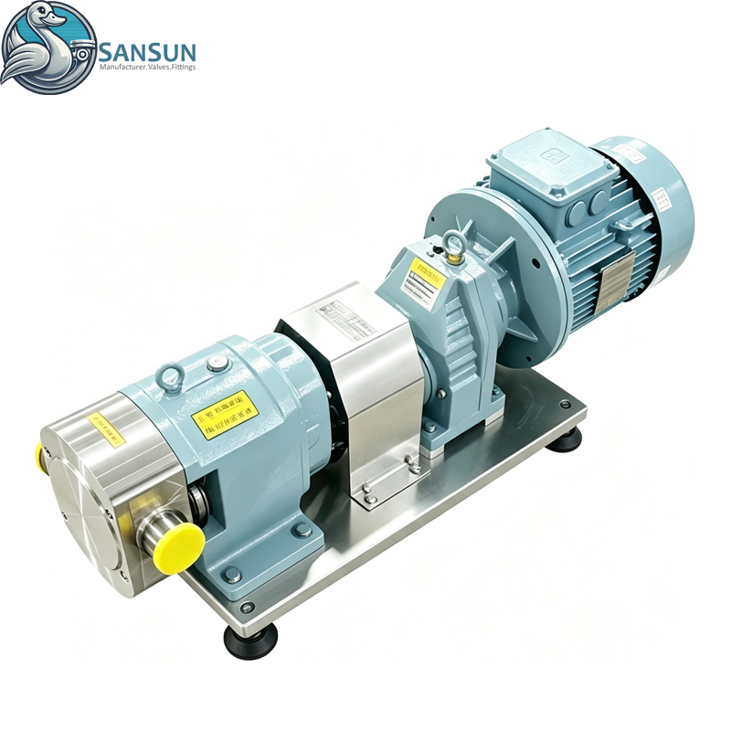 Bomba lobular rotativa de desplazamiento de abrazadera/soldadura de acero inoxidable sanitario con motor reductor de engranajes