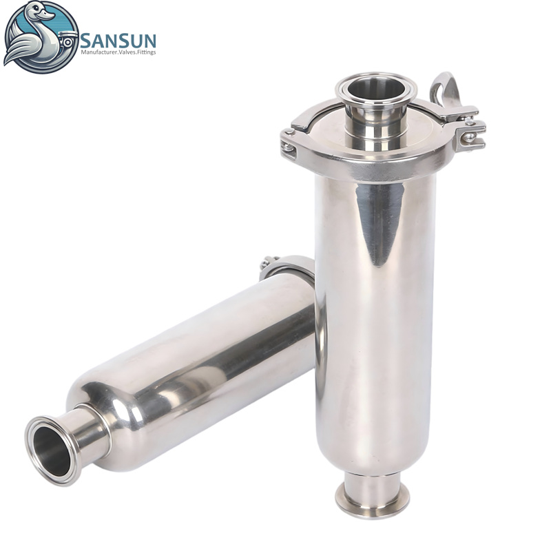Colador recto de triple abrazadera de acero inoxidable Sansun para tubería de refrigeración líquida CDU de centro de datos AI