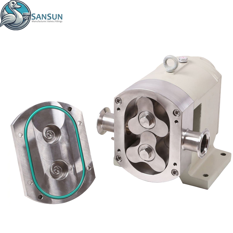 Bomba lobular rotativa de desplazamiento de abrazadera/soldadura de acero inoxidable sanitario con motor reductor de engranajes